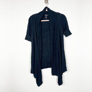 2/$30 White House Black Market Open Draped Cardigan Short Sleeve Black #8732